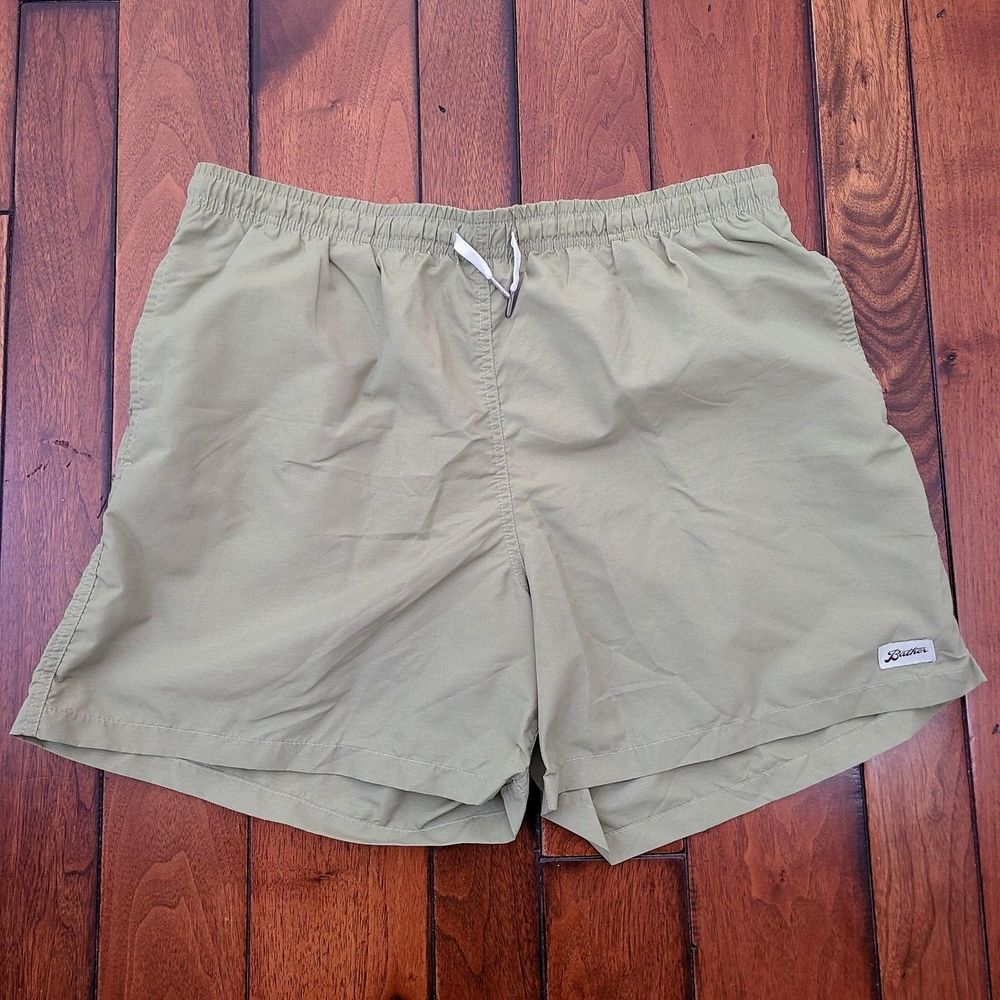 BATHER Swim Trunks Men's XXL Quick-Dry Solid Lined Green 2XL Shorts Drawstring